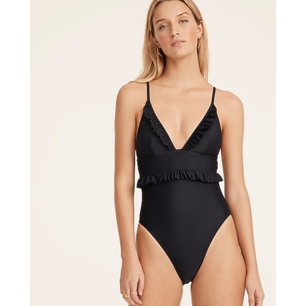 5. J.Crew Ruffle deep-V one-piece swimsuit